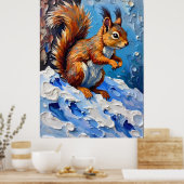 Poster Brown Squirrel in the Snow (Cuisine)