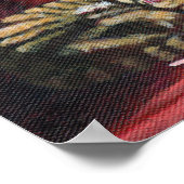 Poster Brown Tabby Chat Dormir dans une chaise rouge conf (Coin)