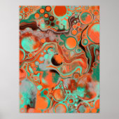 Poster Brown, Turquoise, Art Libre De Marbre Orange (Devant)