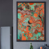 Poster Brown, Turquoise, Art Libre De Marbre Orange