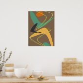 Poster Brown Vert moderne milieu du siècle Abstrait Vinta (Cuisine)