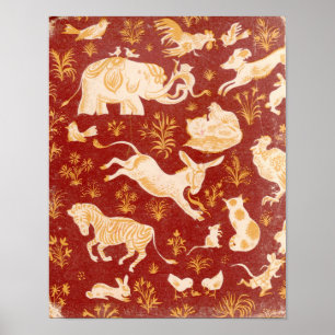 Poster Brown vintage assortiment animaux art