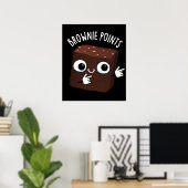 Poster Brownie Points Funny Snack Pun Dark BG (Bureau à domicile)