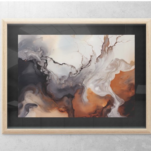 Poster Browns Abstraits Fluid marble art