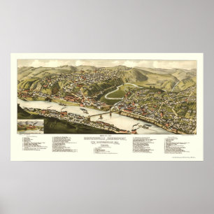 Poster Brownsville, PA Carte panoramique - 1883