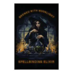 Poster Broyé Avec Lune Épidélique Elixir Witch