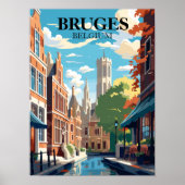 Poster Bruges Belgique Illustration de voyage (Devant)