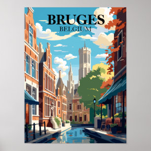 Poster Bruges Belgique Illustration de voyage
