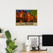Poster Bruges Belgique La Nuit (Bureau à domicile)