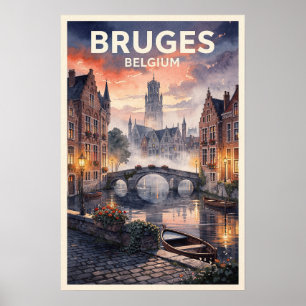 Poster Bruges Belgique Voyage Rétro