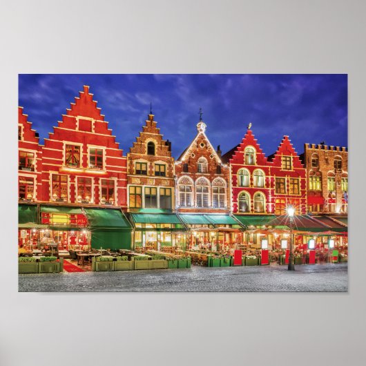 Poster Brugge met Grote Markt (Voorkant)