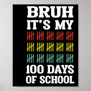 Poster Bruh 100 Jours D'Enfants Scolaires Drôle 100E Jour
