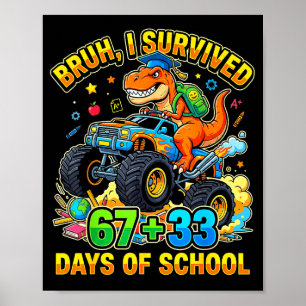 Poster Bruh 67 33 jours d'école dinosaure jeunesse garçon