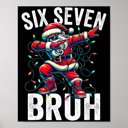 Poster Bruh 67 Six Seven Santa Dabbing Christmas Meme Boy (Devant)
