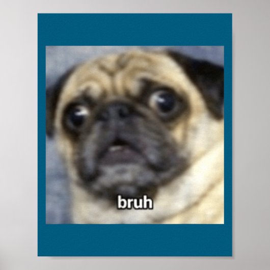 Poster Bruh drôle surpris Pug Chien Flou (Devant)