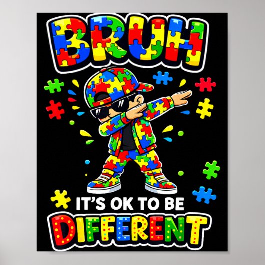 Poster Bruh être différent puzzle dabbing autisme (Devant)