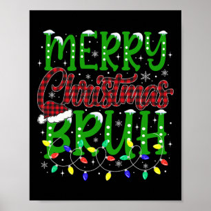 Poster Bruh Joyeux Noël Rouge Plaid Ados Garçons Enfants