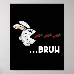 Poster Bruh Lapin de Pâques Manger des Carottes au Chocol