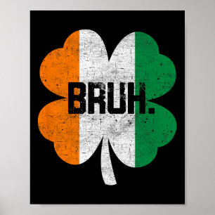 Poster Bruh Meme Drôle Dire Bro Salutation Garçons St Pat