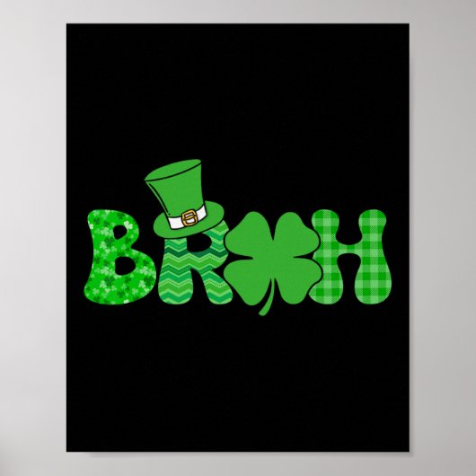 Poster Bruh mème drôle Jour de la Saint Patrick Shamrock (Devant)