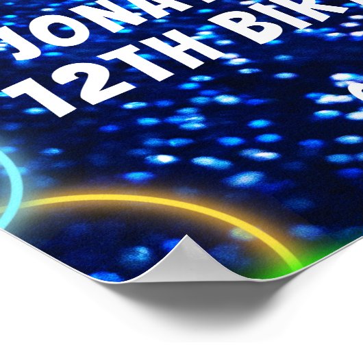 Poster Bruh Neon Glow Bleu Vert fête d'anniversaire Bienv (Coin)