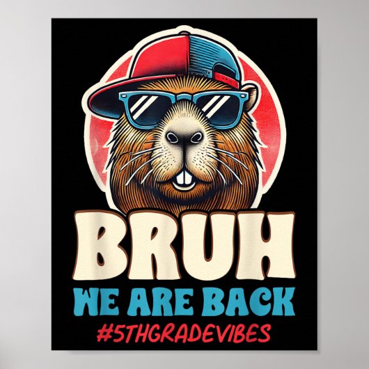 Poster Bruh We Are Back Funny 5th Grade Capybara Back To  (Devant)