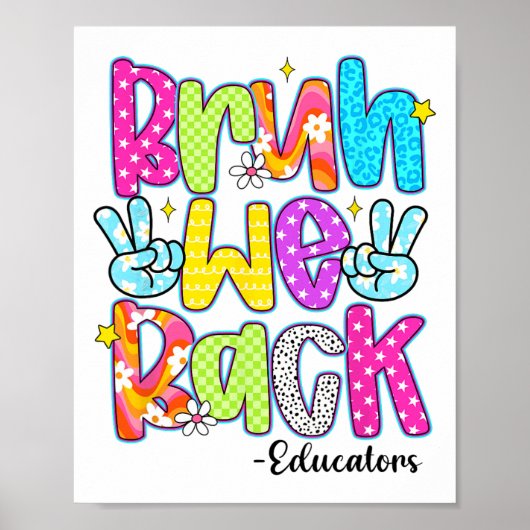 Poster Bruh We Back Educators Leopard Back To School (Devant)