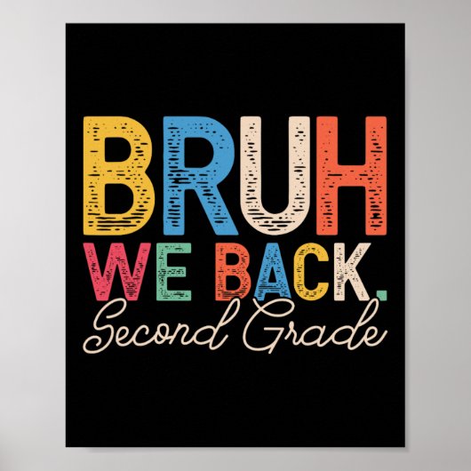 Poster Bruh We Back Second Grade Retro Funny Back To Scho (Devant)