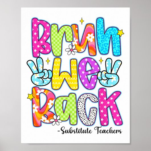 Poster Bruh We Back Substitute Teachers Leopard Back To S (Devant)