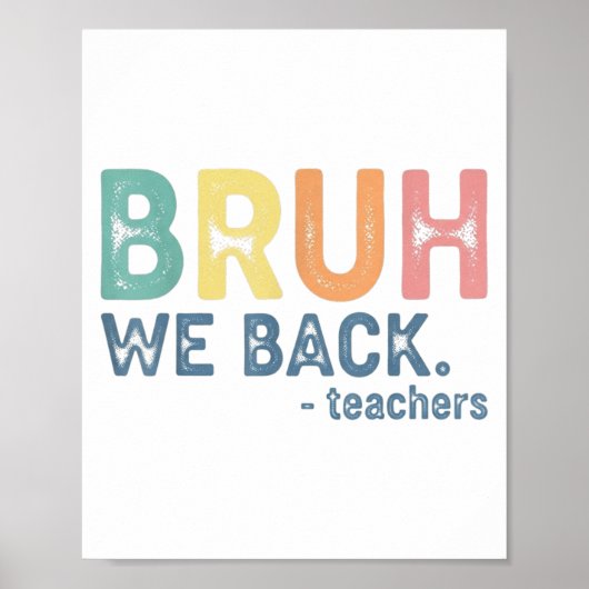 Poster Bruh We Back Teacher Retro Back To School Funny Fi (Devant)