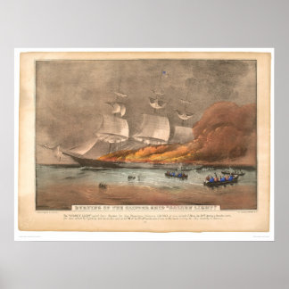 Poster Brûlage du navire à clipper "Golden Light" (0143A)