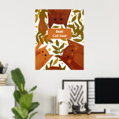 Poster Brûlé chat orange et branches Meilleur papa chat (Bureau à domicile)