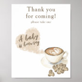Poster Brûler du Merci de baby shower de café pour venir (Devant)