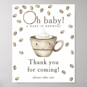 Poster Brûler du Merci de baby shower de café pour venir