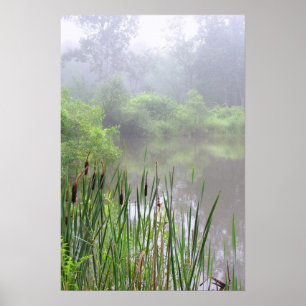 Poster Brume de matin sur l'étang