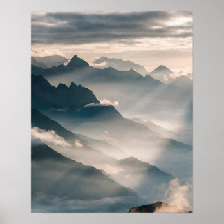 Poster Brumeuse aube dans les Alpes suisses