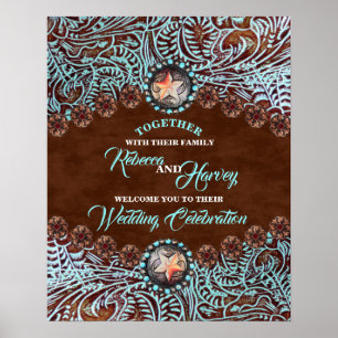 Poster brun turquoise pays mariage de l'ouest accueil