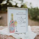 Poster Brunch au champagne et Fête des mariées Bubbly Bie<br><div class="desc">Poster de bienvenue de la Fête des mariées de Brunch Champagne. La plupart du texte est modifiable. Cliquez sur Personnaliser pour modifier. Objets correspondants dans notre magasin Cava Party Design.</div>
