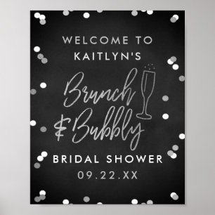 Poster Brunch & Bubbly Confetti Fête des mariées Bienvenu