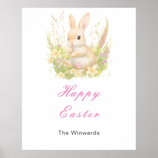 Poster Brunch de Pâques Lapin de Printemps (Devant)