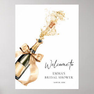 Poster Brunch et Fête des mariées champagne Bubbly Bienve