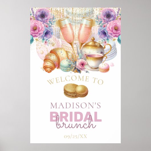 Poster Brunch nuptial Pastel Rose Gold Custom Welcome (Devant)