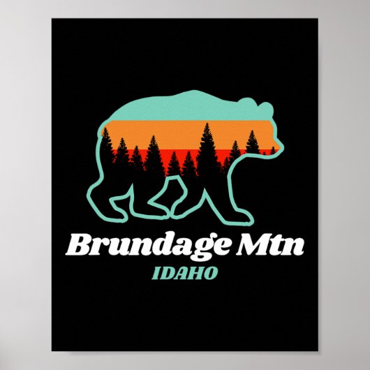 Poster Brundage Mountain Idaho Ski Snowboard Ours (Devant)