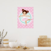 Poster Brunette Ballerina - Fille danseuse de ballet rose (Cuisine)