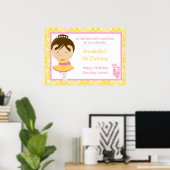 Poster Brunette Ballerina & Yellow Damask (Bureau à domicile)