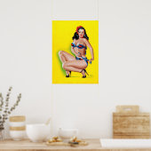 Poster Brunette en Bikini Pin Up (Cuisine)