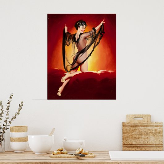 Poster Brunette enchanteresse dans la broche de Firelight (Cuisine)