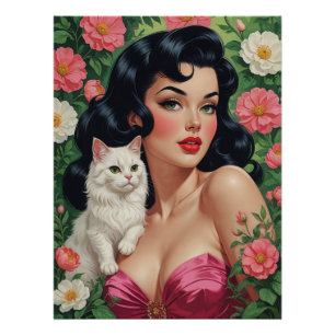 Poster Brunette Pin Up avec une jolie affiche de c