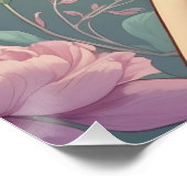 Poster Brunette Pin-Up Fleurs Pastel (Coin)