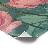 Poster Brunette Pin-Up Fleurs Pastel (Coin)